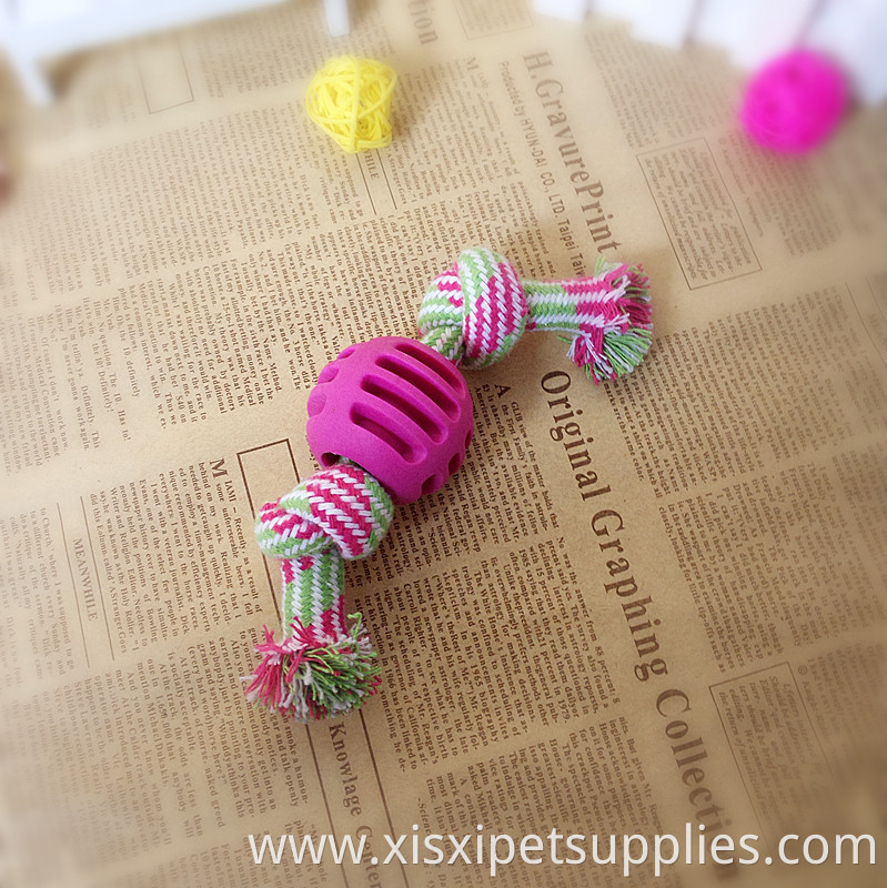 pet dog teething cleaning toy TPR ball rope toy for small dog